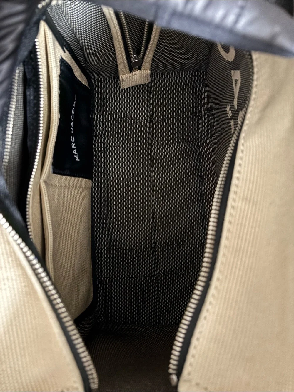 Marc Jacobs Cream Canvas 'The Tote Bag' with Black Logo